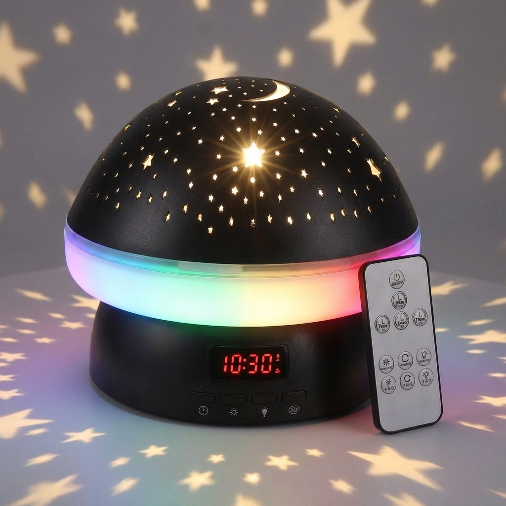 Sterrenprojectoren Lamp Draadloos Oplaadbaar Roterende Sterren LED Slaapkamer Kinderkamer Rustgevend Multikleur Touch Remote Timer Display | Sansoti