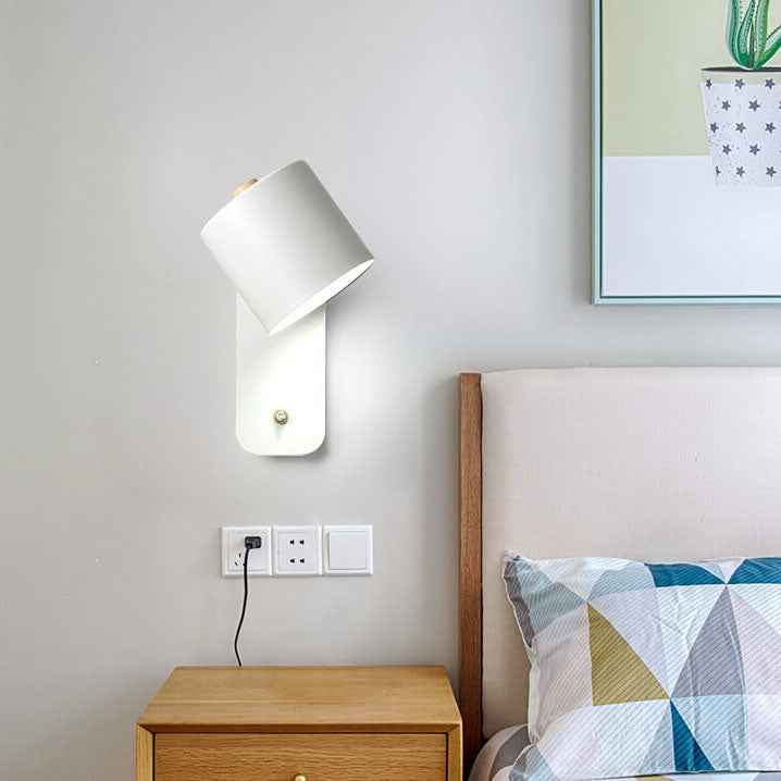 Drehbare Wandleuchte in Zylinderform, Aluminium, Schwarz, Weiß, Grün, Schlafzimmer, Leseecke, gerichtetes Licht, verstellbare Spots | Sansoti