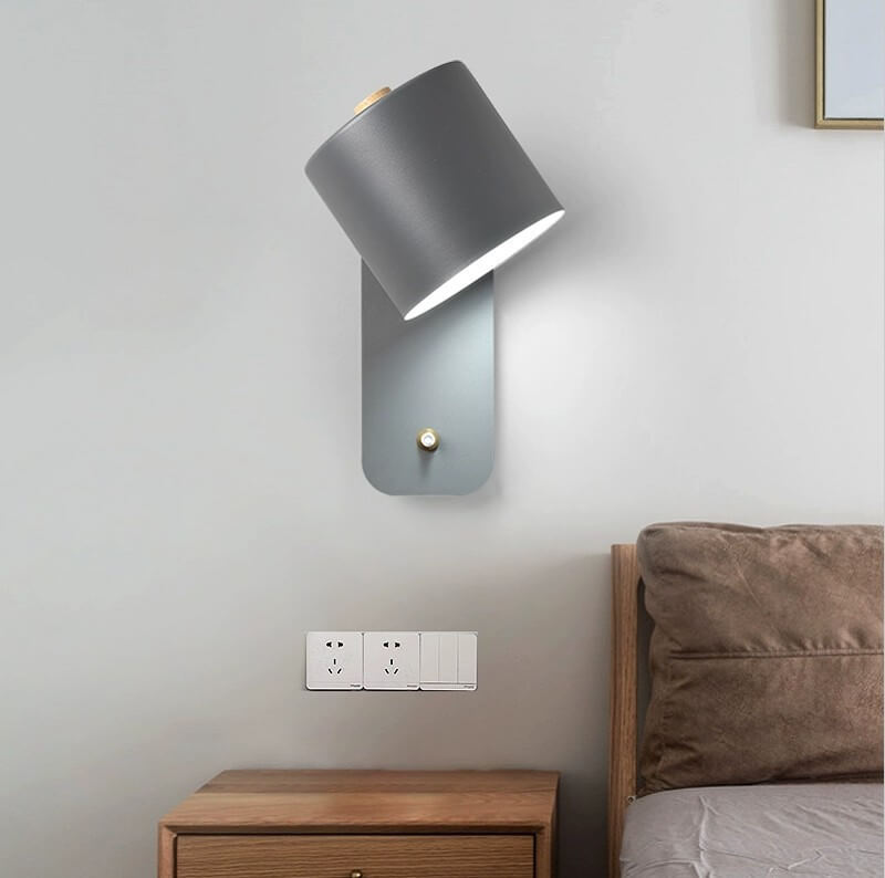 Drehbare Wandleuchte in Zylinderform, Aluminium, Schwarz, Weiß, Grün, Schlafzimmer, Leseecke, gerichtetes Licht, verstellbare Spots | Sansoti