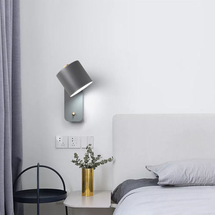 Drehbare Wandleuchte in Zylinderform, Aluminium, Schwarz, Weiß, Grün, Schlafzimmer, Leseecke, gerichtetes Licht, verstellbare Spots | Sansoti