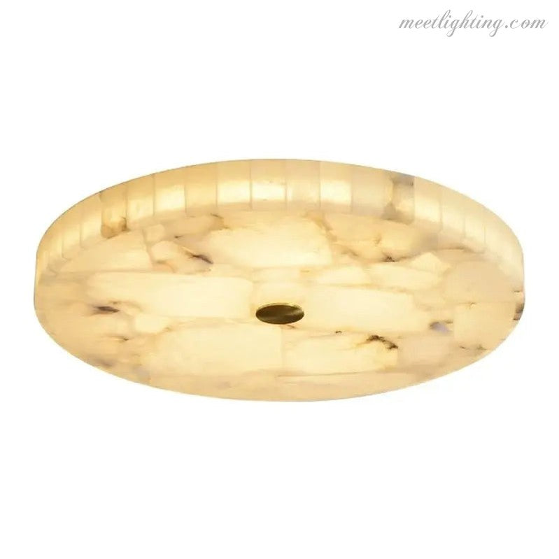 Okrągła lampa sufitowa z alabastru 40-60 cm, mosiądz, LED, ciepła biel, ściemniana, do salonu, jadalni, sypialni, korytarza i holu | Sansoti