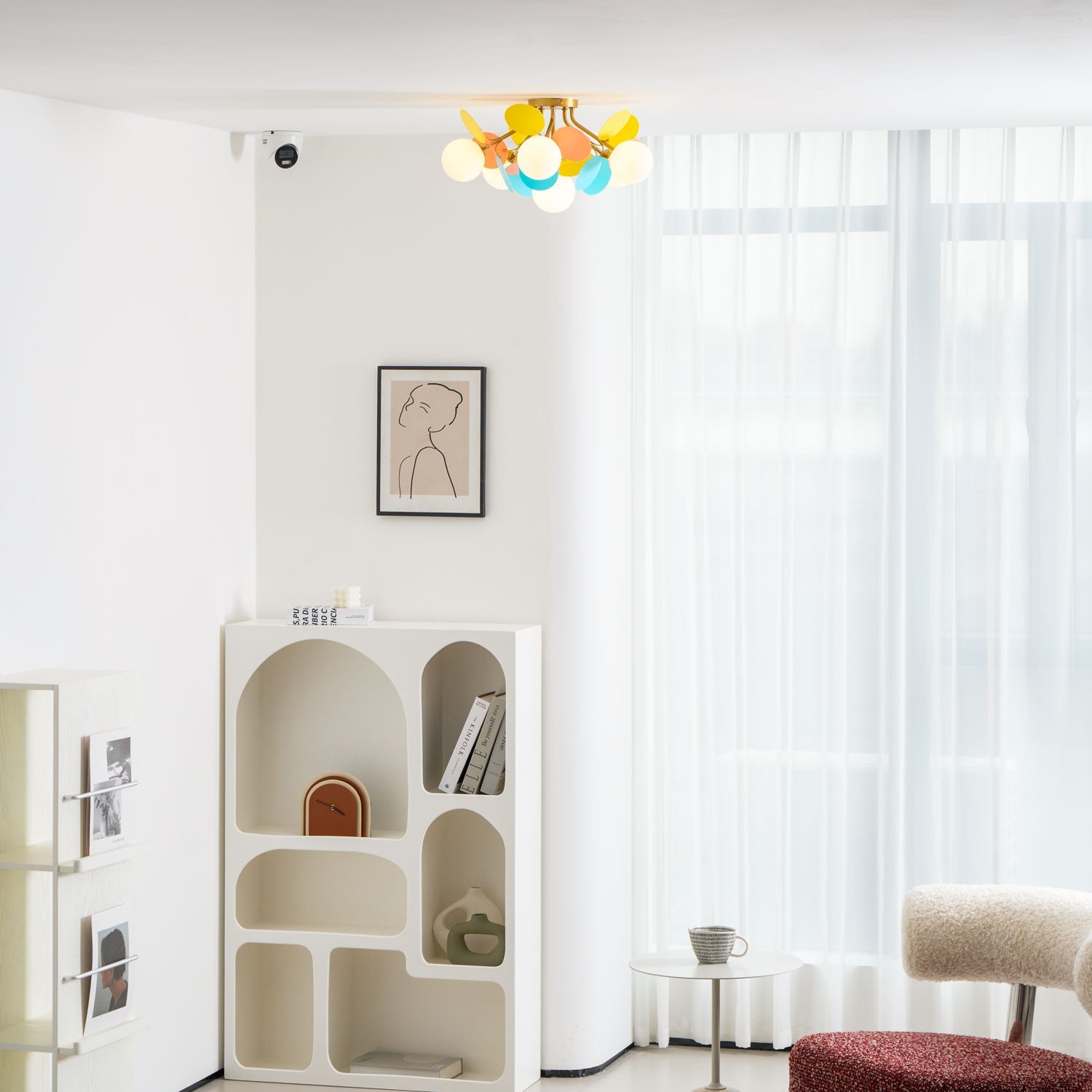 Ronde Plafondlamp met Acryl Bladeren – Macaron Pastelkleuren – 1, 4, 6 of 8 Lichtpunten – G9 Fitting – Scandinavisch Design voor Kinderkamer, Woonkamer en Kantoor | Sansoti