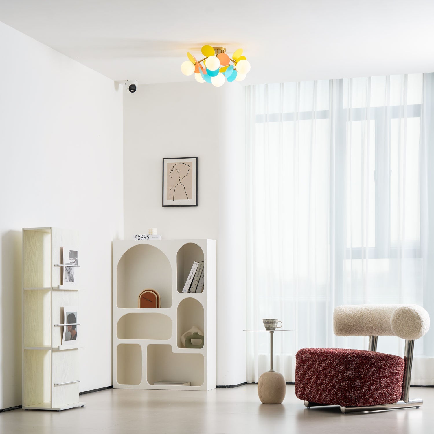 Ronde Plafondlamp met Acryl Bladeren – Macaron Pastelkleuren – 1, 4, 6 of 8 Lichtpunten – G9 Fitting – Scandinavisch Design voor Kinderkamer, Woonkamer en Kantoor | Sansoti