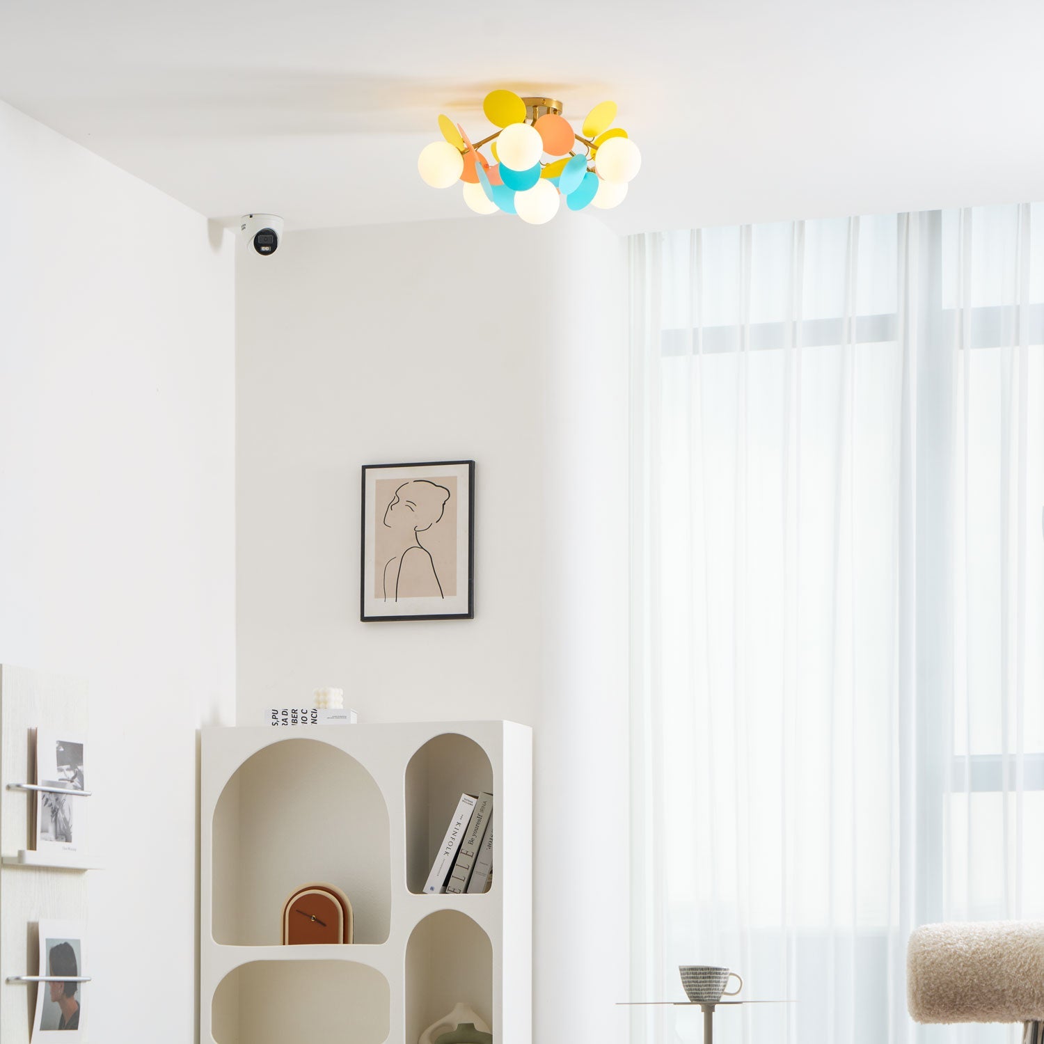 Ronde Plafondlamp met Acryl Bladeren – Macaron Pastelkleuren – 1, 4, 6 of 8 Lichtpunten – G9 Fitting – Scandinavisch Design voor Kinderkamer, Woonkamer en Kantoor | Sansoti