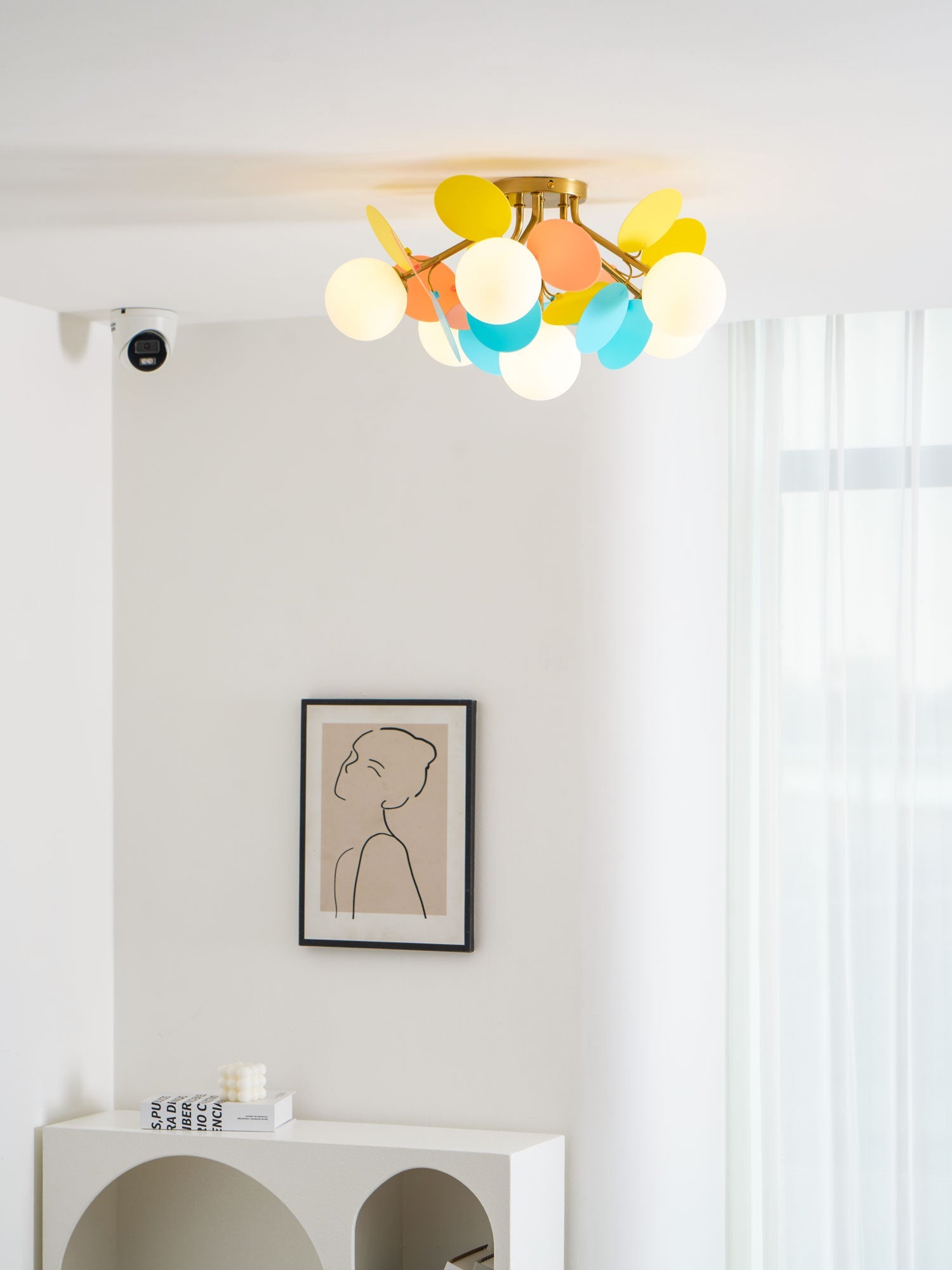 Ronde Plafondlamp met Acryl Bladeren – Macaron Pastelkleuren – 1, 4, 6 of 8 Lichtpunten – G9 Fitting – Scandinavisch Design voor Kinderkamer, Woonkamer en Kantoor | Sansoti
