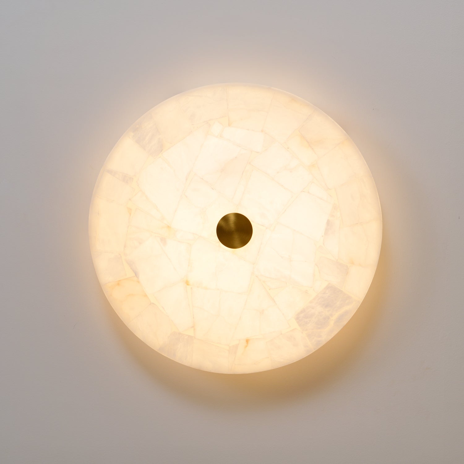 Ronde Plafondlamp Albast Mozaïek ø40cm Natuursteen Dimbaar Geïntegreerde LED Warm Wit 3000K Plafondverlichting Scandinavisch Design Woon- Slaapkamer Eetkamer Entree Inbouwlamp | Sansoti