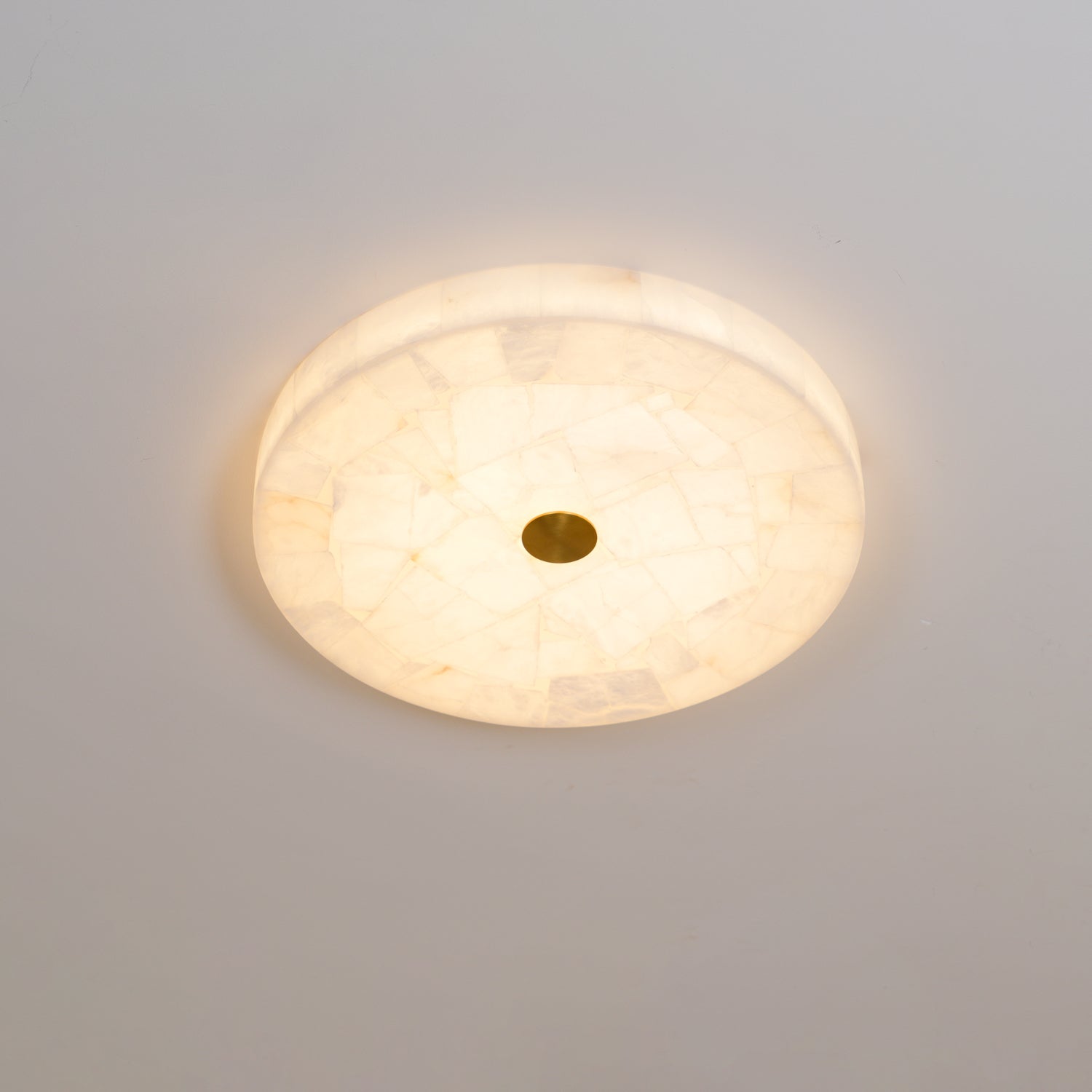 Ronde Plafondlamp Albast Mozaïek ø40cm Natuursteen Dimbaar Geïntegreerde LED Warm Wit 3000K Plafondverlichting Scandinavisch Design Woon- Slaapkamer Eetkamer Entree Inbouwlamp | Sansoti