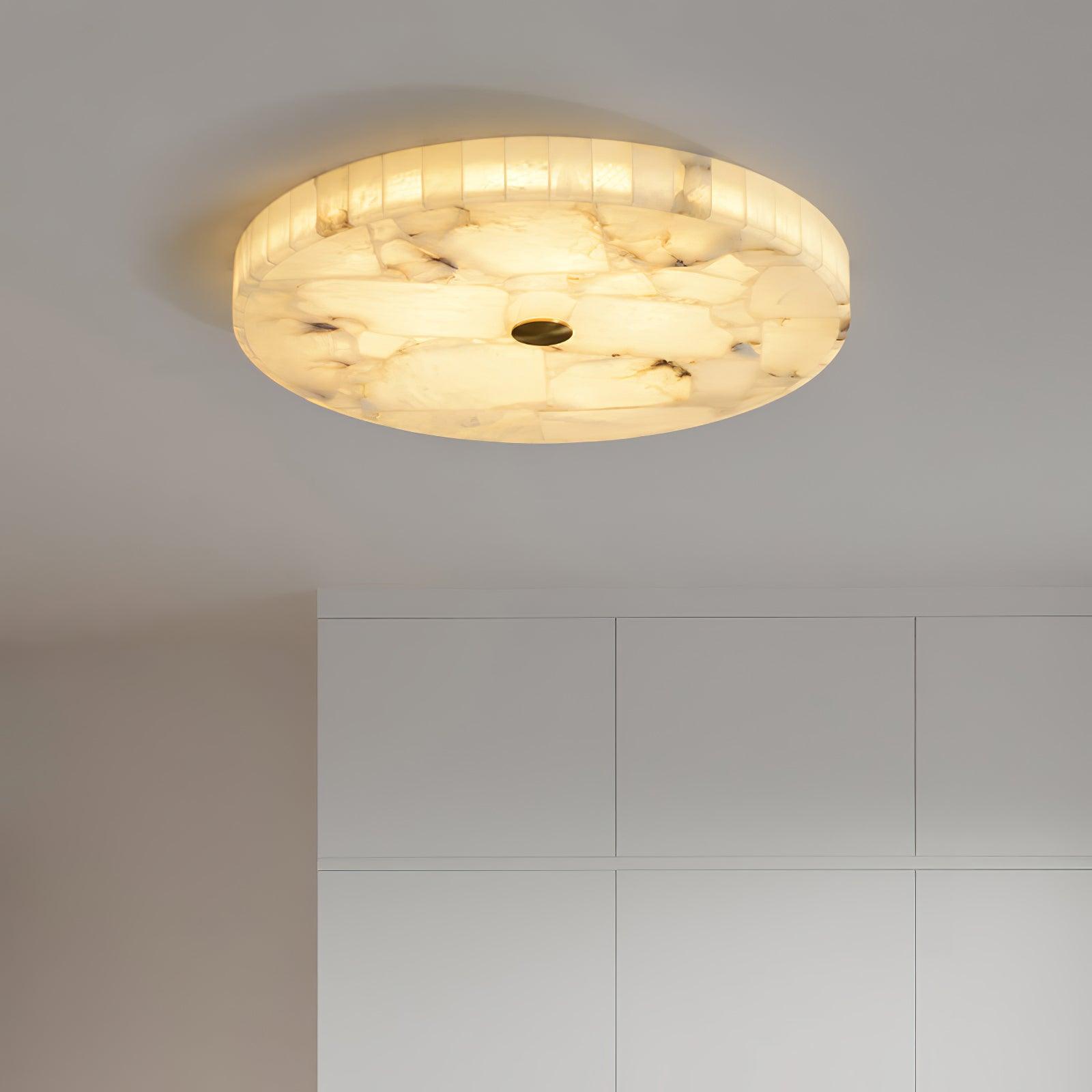 Ronde Plafondlamp Albast Mozaïek ø40cm Natuursteen Dimbaar Geïntegreerde LED Warm Wit 3000K Plafondverlichting Scandinavisch Design Woon- Slaapkamer Eetkamer Entree Inbouwlamp | Sansoti