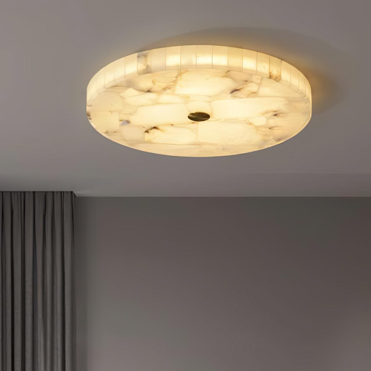 Ronde Plafondlamp Albast Mozaïek ø40cm Natuursteen Dimbaar Geïntegreerde LED Warm Wit 3000K Plafondverlichting Scandinavisch Design Woon- Slaapkamer Eetkamer Entree Inbouwlamp | Sansoti