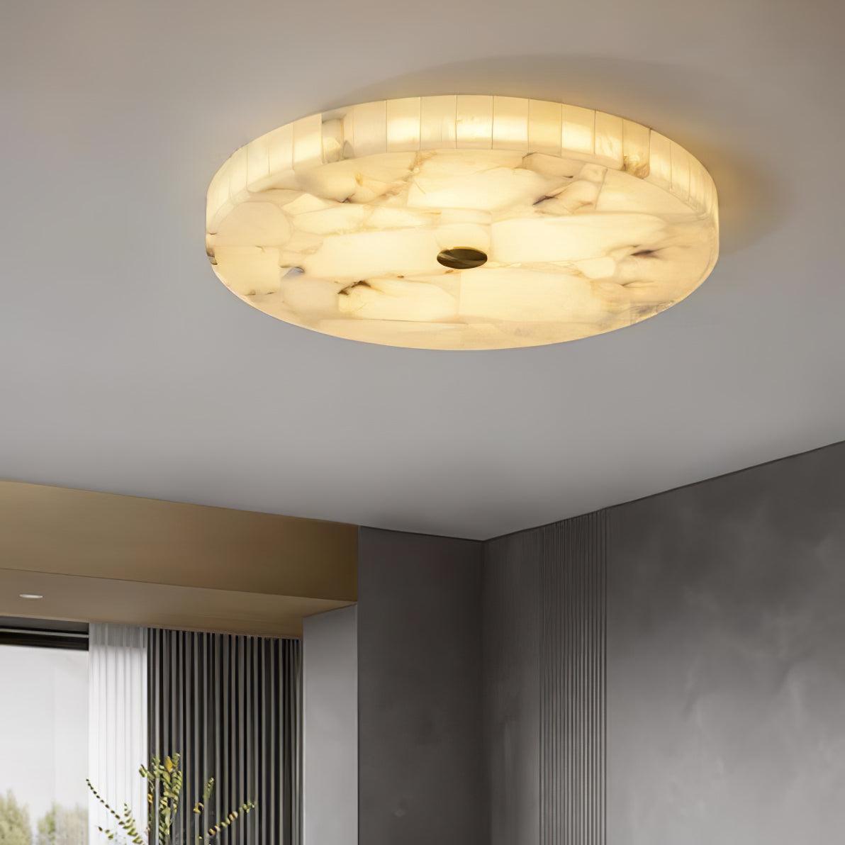 Ronde Plafondlamp Albast Mozaïek ø40cm Natuursteen Dimbaar Geïntegreerde LED Warm Wit 3000K Plafondverlichting Scandinavisch Design Woon- Slaapkamer Eetkamer Entree Inbouwlamp | Sansoti