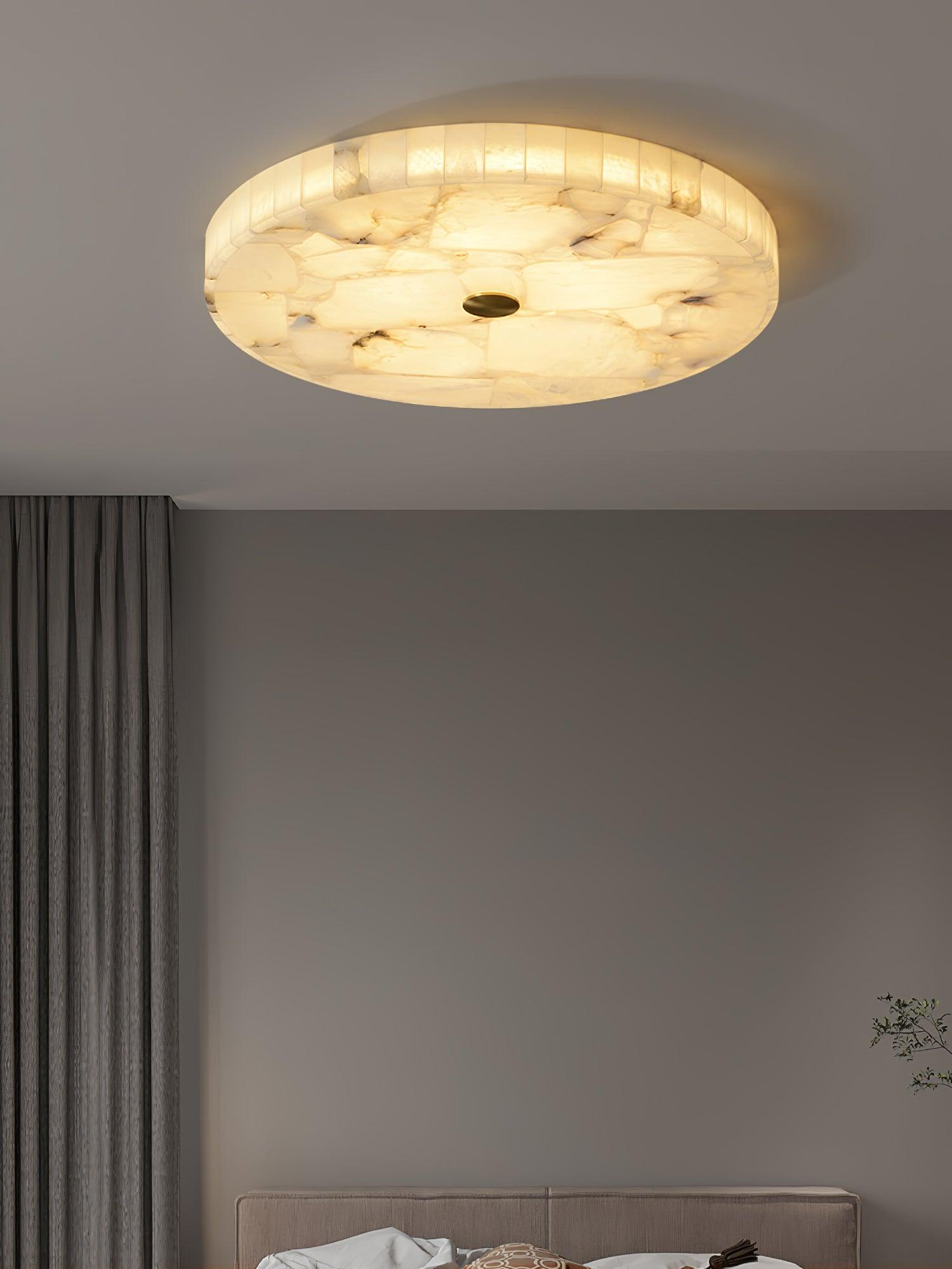 Ronde Plafondlamp Albast Mozaïek ø40cm Natuursteen Dimbaar Geïntegreerde LED Warm Wit 3000K Plafondverlichting Scandinavisch Design Woon- Slaapkamer Eetkamer Entree Inbouwlamp | Sansoti