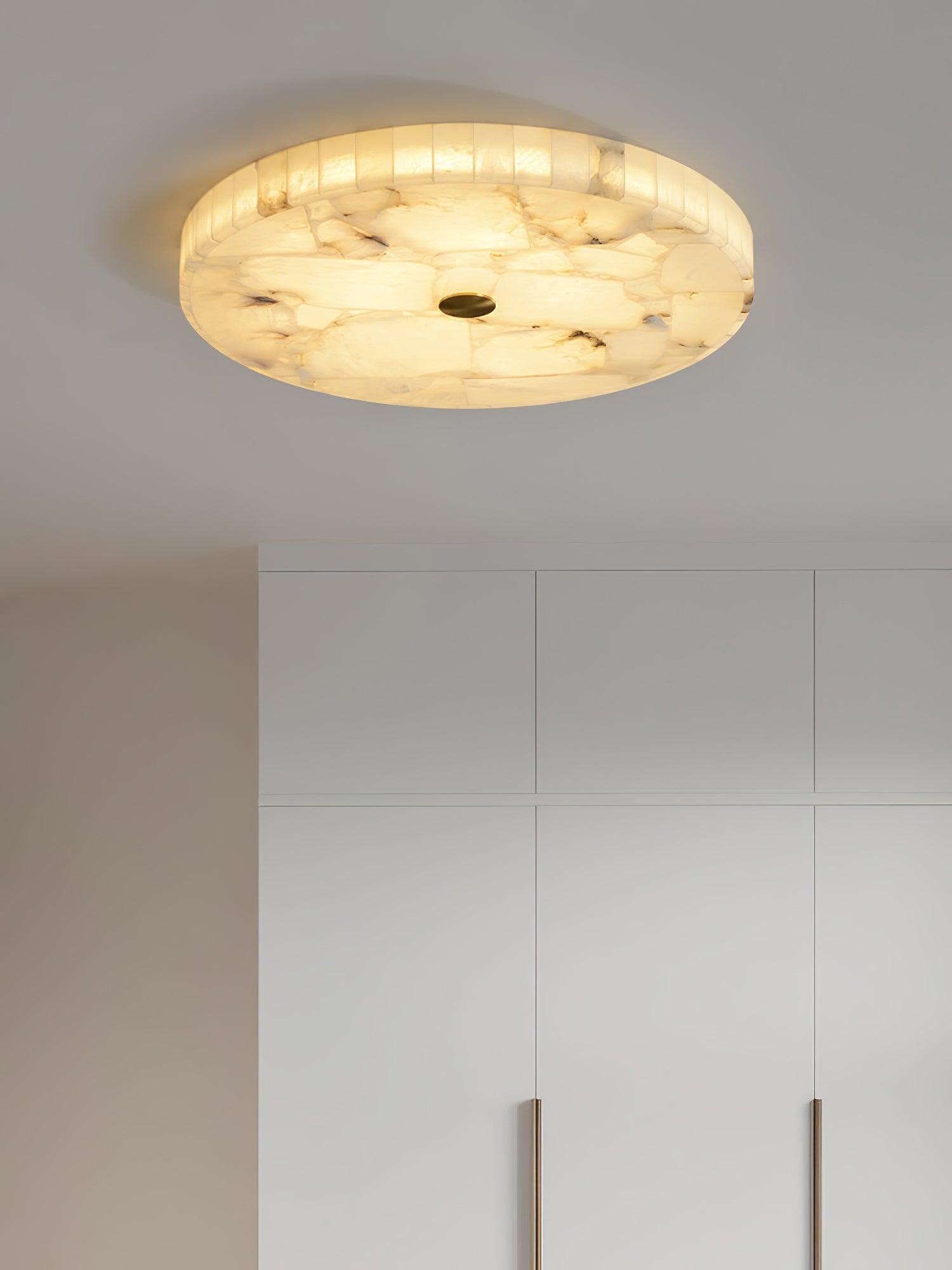 Ronde Plafondlamp Albast Mozaïek ø40cm Natuursteen Dimbaar Geïntegreerde LED Warm Wit 3000K Plafondverlichting Scandinavisch Design Woon- Slaapkamer Eetkamer Entree Inbouwlamp | Sansoti