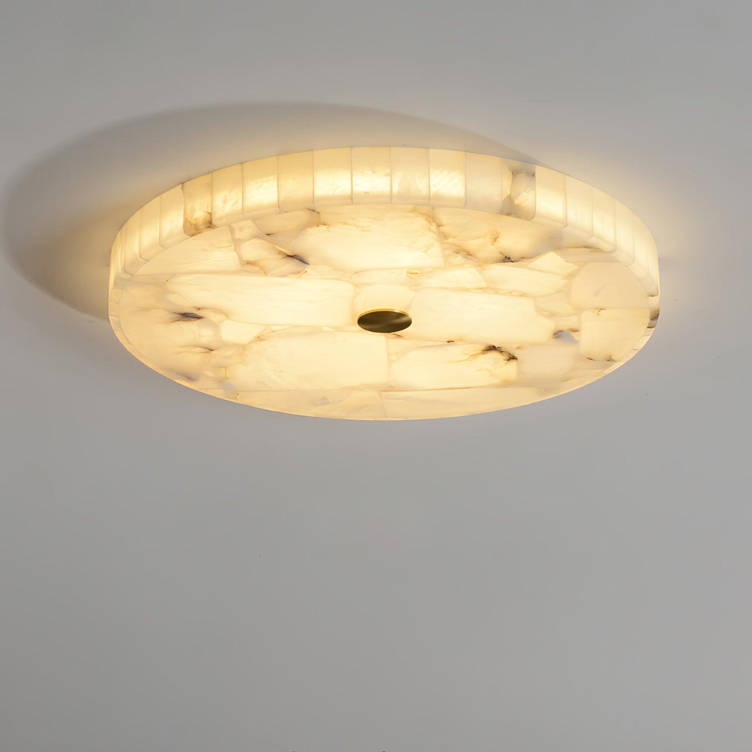 Ronde Plafondlamp Albast Mozaïek ø40cm Natuursteen Dimbaar Geïntegreerde LED Warm Wit 3000K Plafondverlichting Scandinavisch Design Woon- Slaapkamer Eetkamer Entree Inbouwlamp | Sansoti