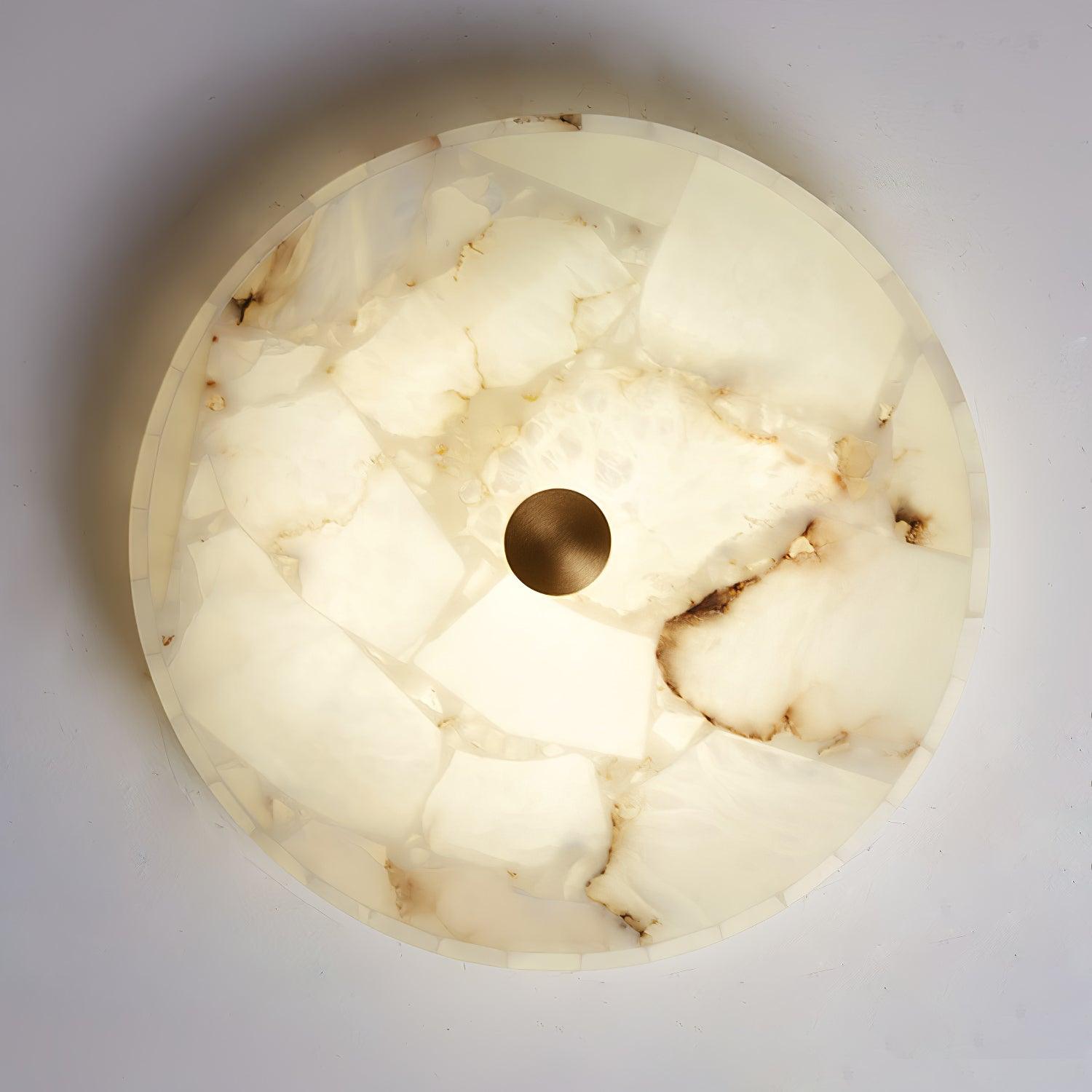Ronde Plafondlamp Albast Mozaïek ø40cm Natuursteen Dimbaar Geïntegreerde LED Warm Wit 3000K Plafondverlichting Scandinavisch Design Woon- Slaapkamer Eetkamer Entree Inbouwlamp | Sansoti