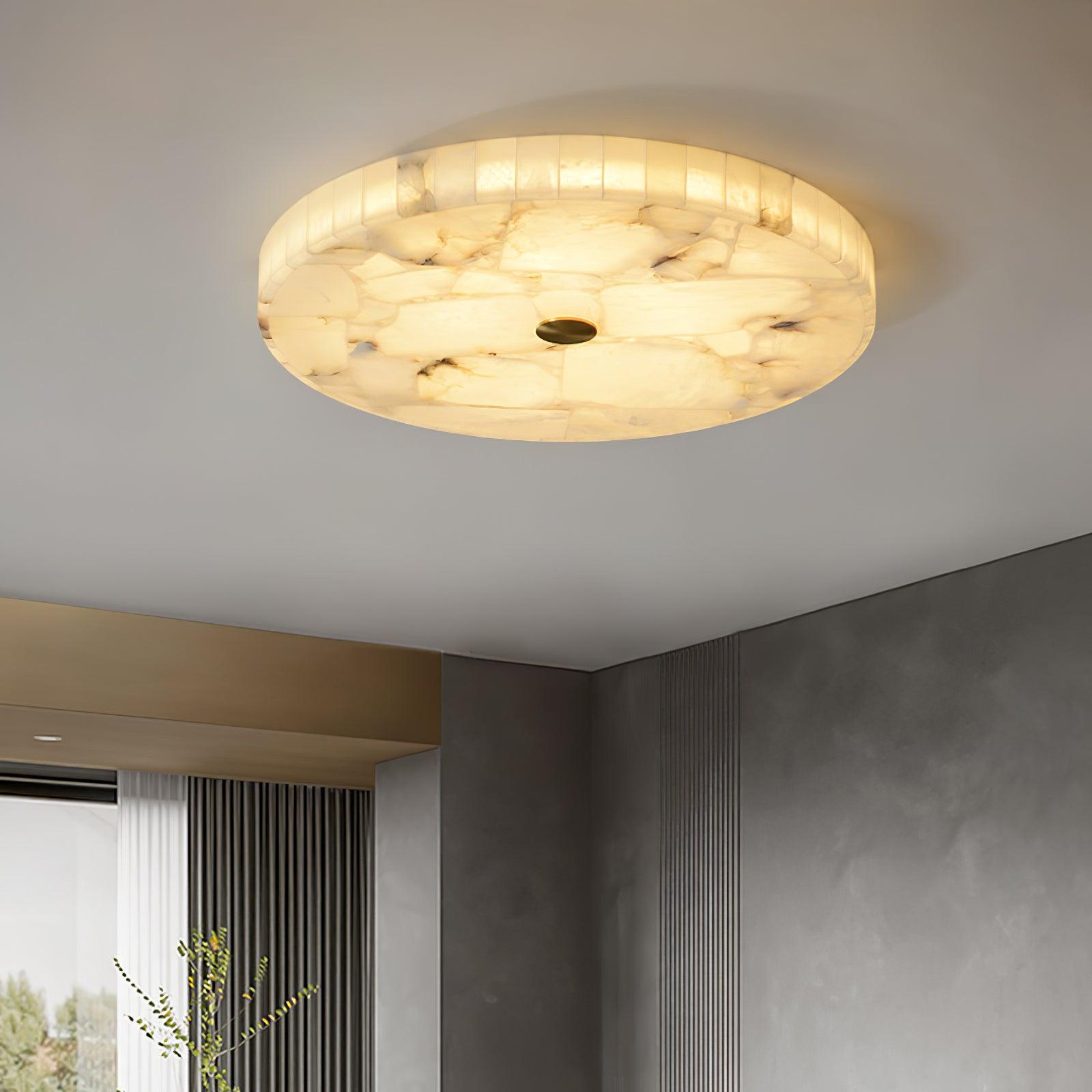 Ronde Plafondlamp Albast Mozaïek ø40cm Natuursteen Dimbaar Geïntegreerde LED Warm Wit 3000K Plafondverlichting Scandinavisch Design Woon- Slaapkamer Eetkamer Entree Inbouwlamp | Sansoti