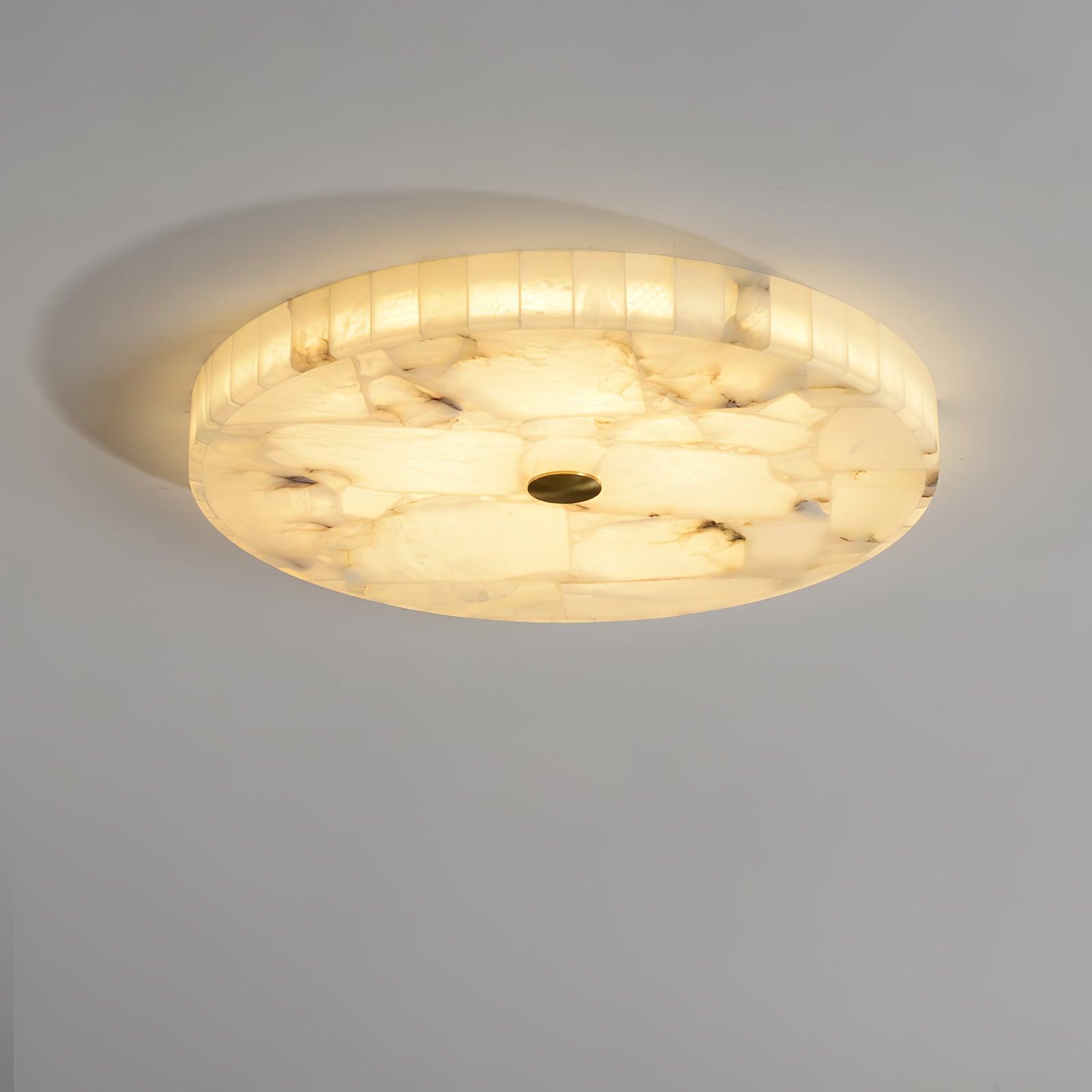 Ronde Plafondlamp Albast Mozaïek ø40cm Natuursteen Dimbaar Geïntegreerde LED Warm Wit 3000K Plafondverlichting Scandinavisch Design Woon- Slaapkamer Eetkamer Entree Inbouwlamp | Sansoti