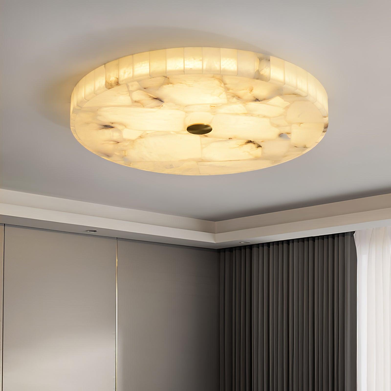 Ronde Plafondlamp Albast Mozaïek ø40cm Natuursteen Dimbaar Geïntegreerde LED Warm Wit 3000K Plafondverlichting Scandinavisch Design Woon- Slaapkamer Eetkamer Entree Inbouwlamp | Sansoti