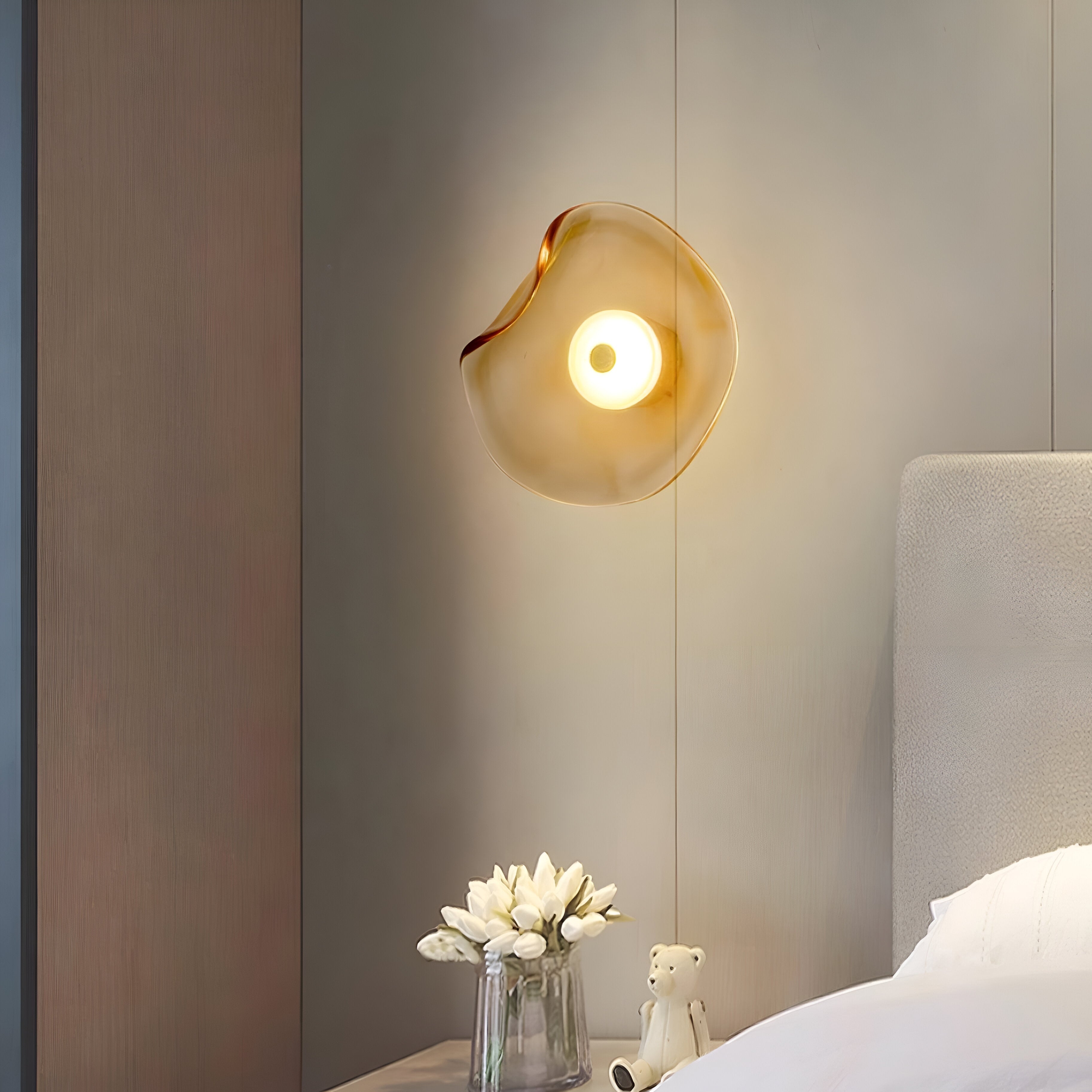 Wandlamp Gebogen Glas LED Sculpturaal Nordisch Goud Zwart 25cm Woonkamer Slaapkamer | Sansoti