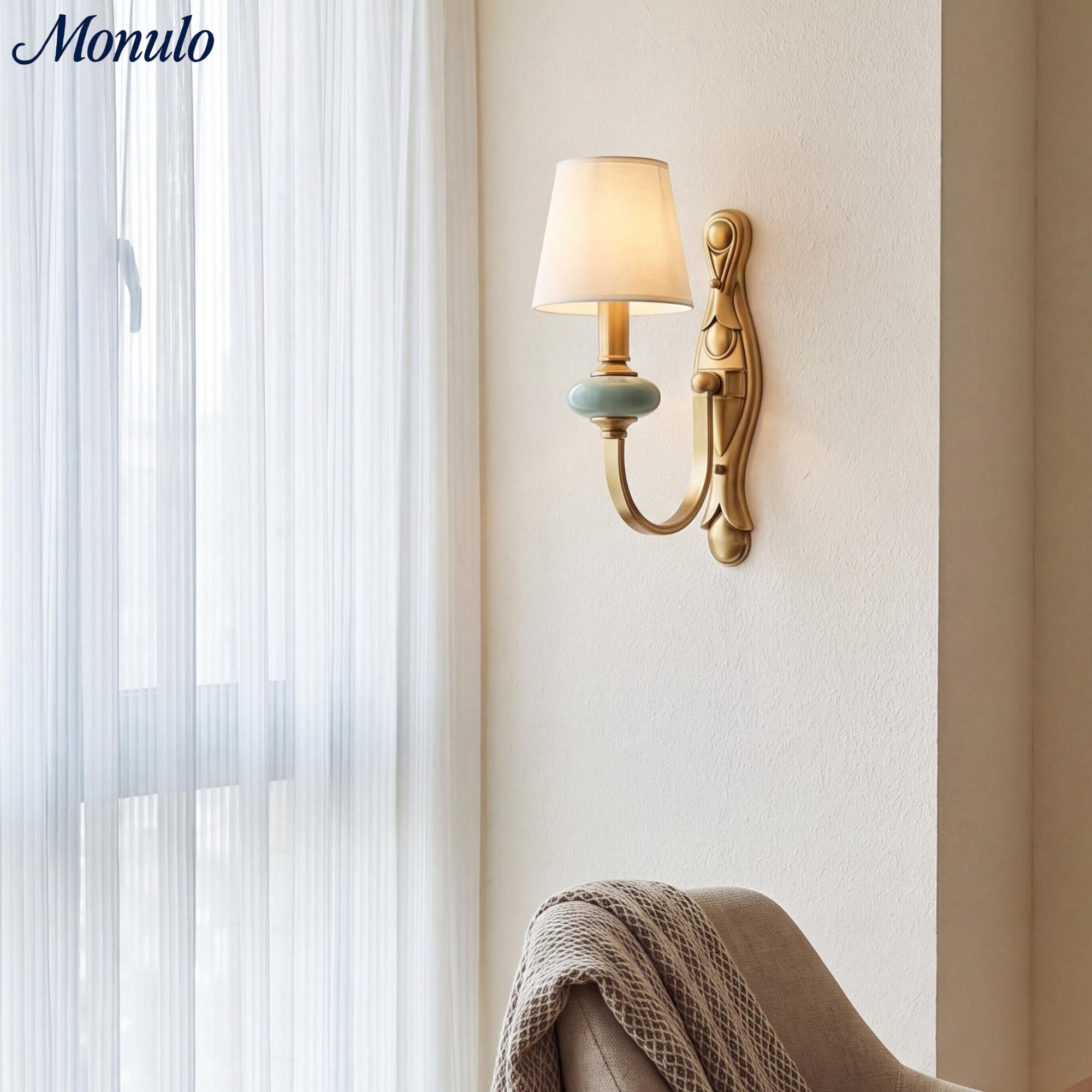 Keramische wandlamp met stoffen kap - 1 of 2 lichtpunten - E27 - diverse kleuren & stijlen | Sansoti