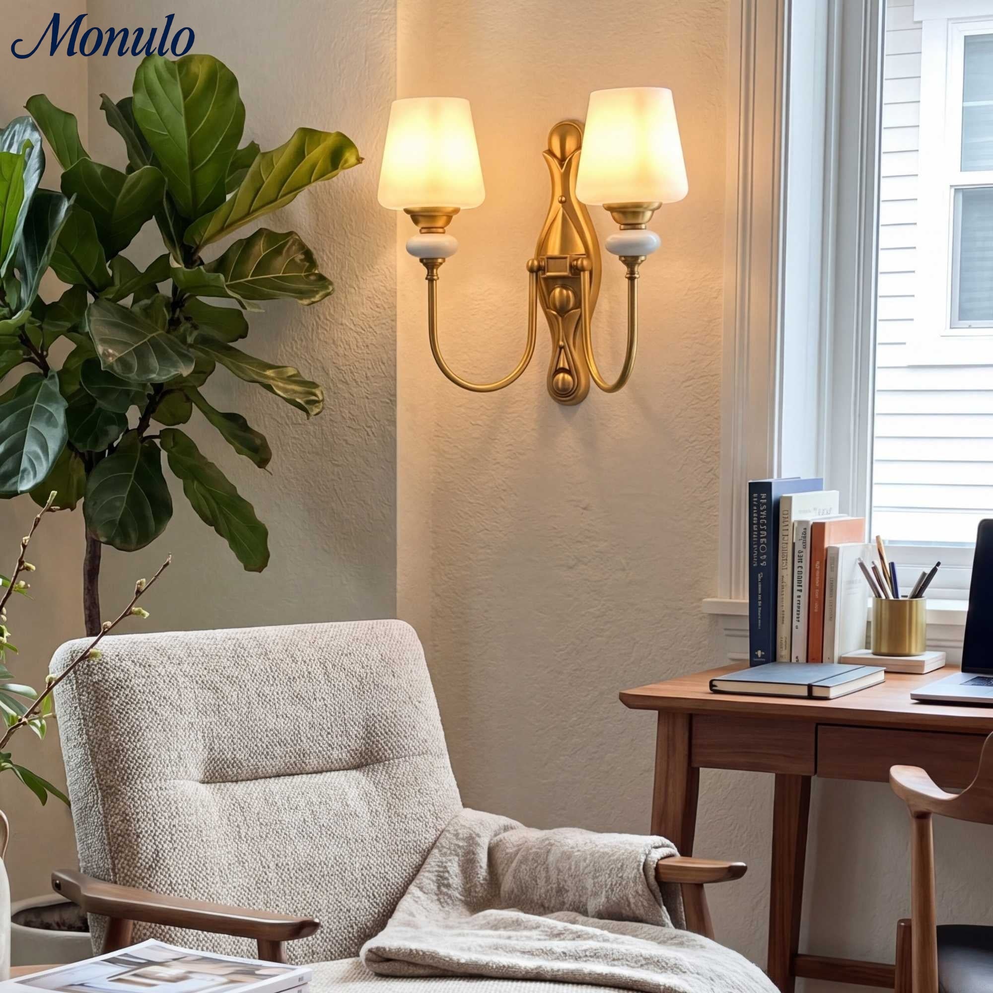 Keramische wandlamp met stoffen kap - 1 of 2 lichtpunten - E27 - diverse kleuren & stijlen | Sansoti