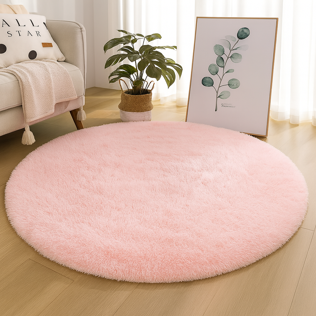 Rond Vloerkleed Velvet Neutrale Tinten Meerdere Maten Woonkamer Slaapkamer | Sansoti