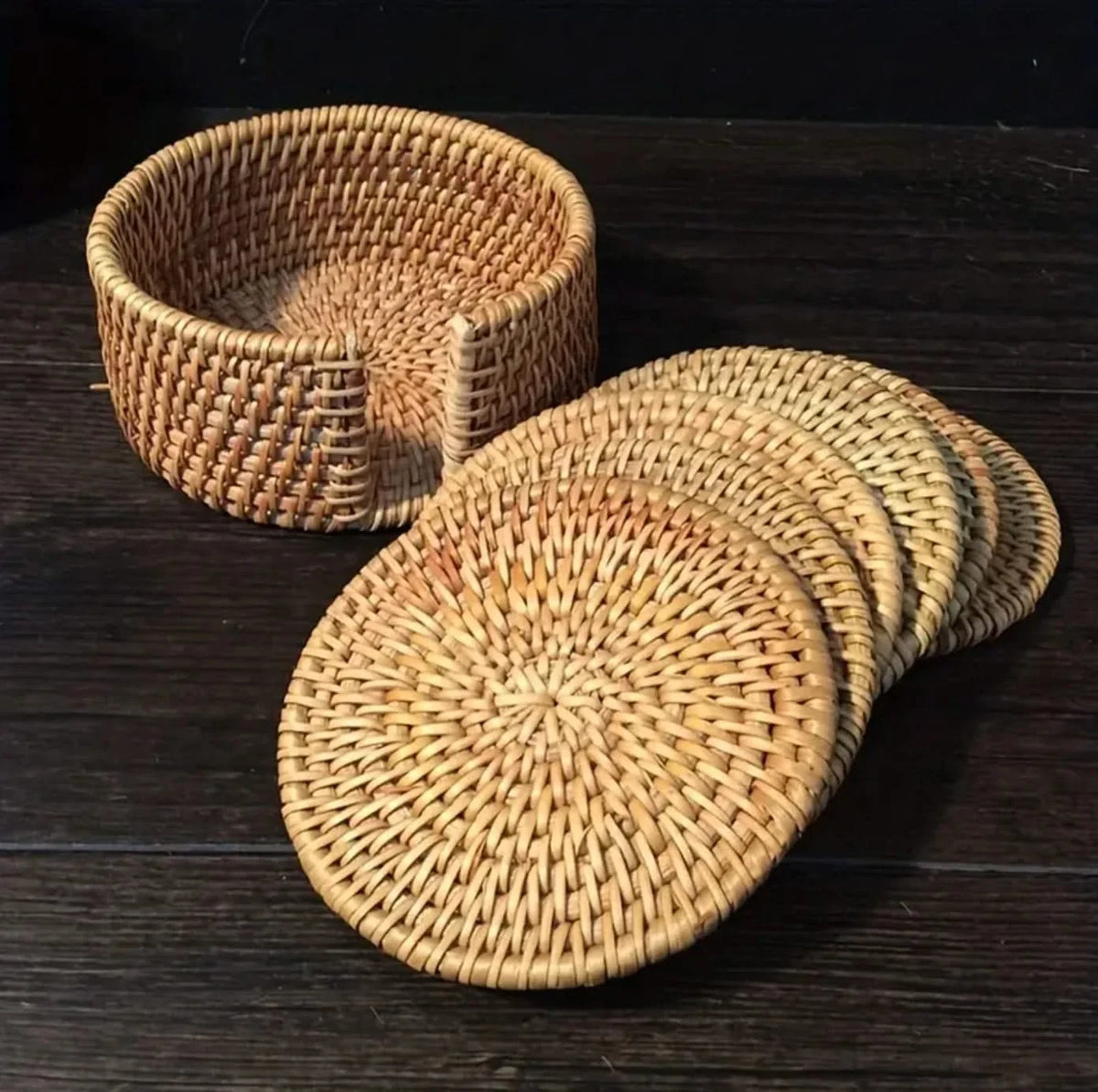Handgevlochten Onderzetter Set Natuurlijk Bamboe Rattan Tafelbeveiliging Warmteisolatie Bohemian Stijl | Sansoti