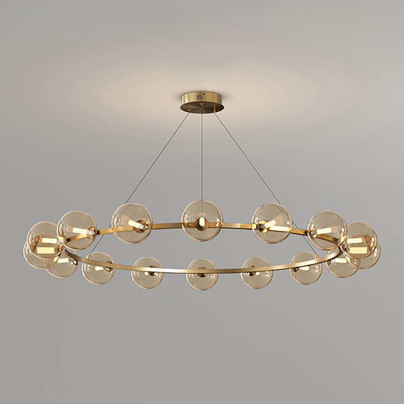 Moderne Kroonluchter met Glazen Kappen – Stijlvol Metalen Design voor Eetkamer Woonkamer Slaapkamer Restaurant | Sansoti