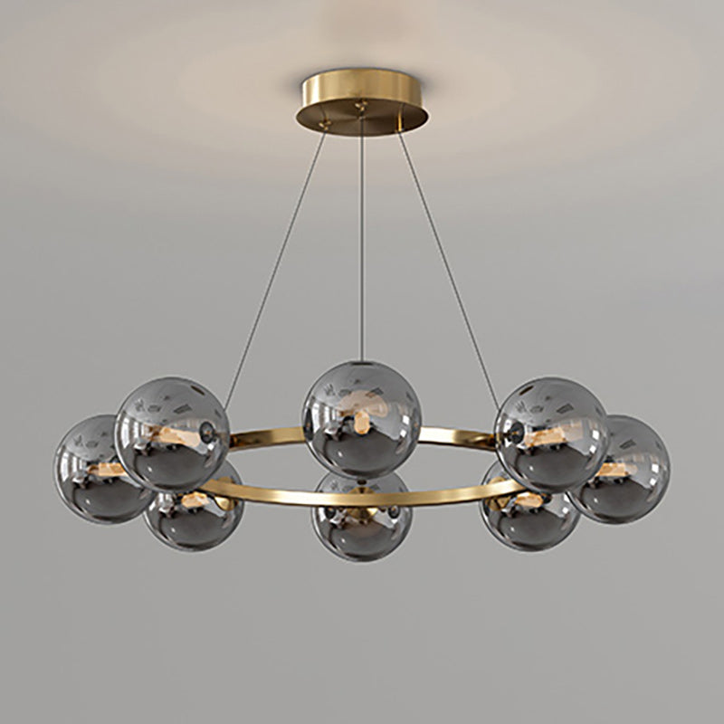 Moderne Kroonluchter met Glazen Kappen – Stijlvol Metalen Design voor Eetkamer Woonkamer Slaapkamer Restaurant | Sansoti