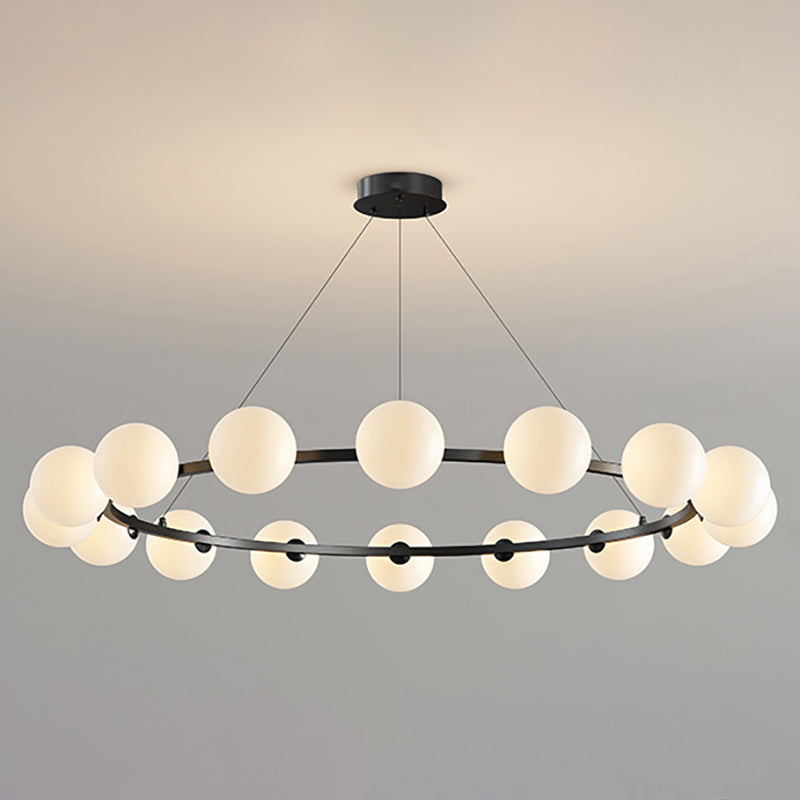 Moderne Kroonluchter met Glazen Kappen – Stijlvol Metalen Design voor Eetkamer Woonkamer Slaapkamer Restaurant | Sansoti