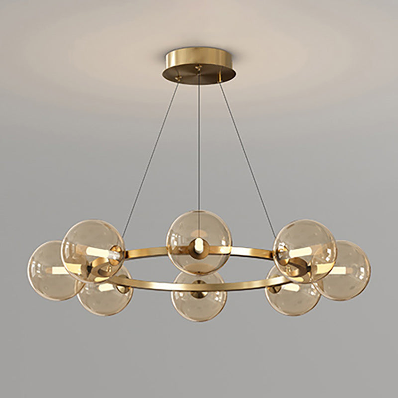 Moderne Kroonluchter met Glazen Kappen – Stijlvol Metalen Design voor Eetkamer Woonkamer Slaapkamer Restaurant | Sansoti