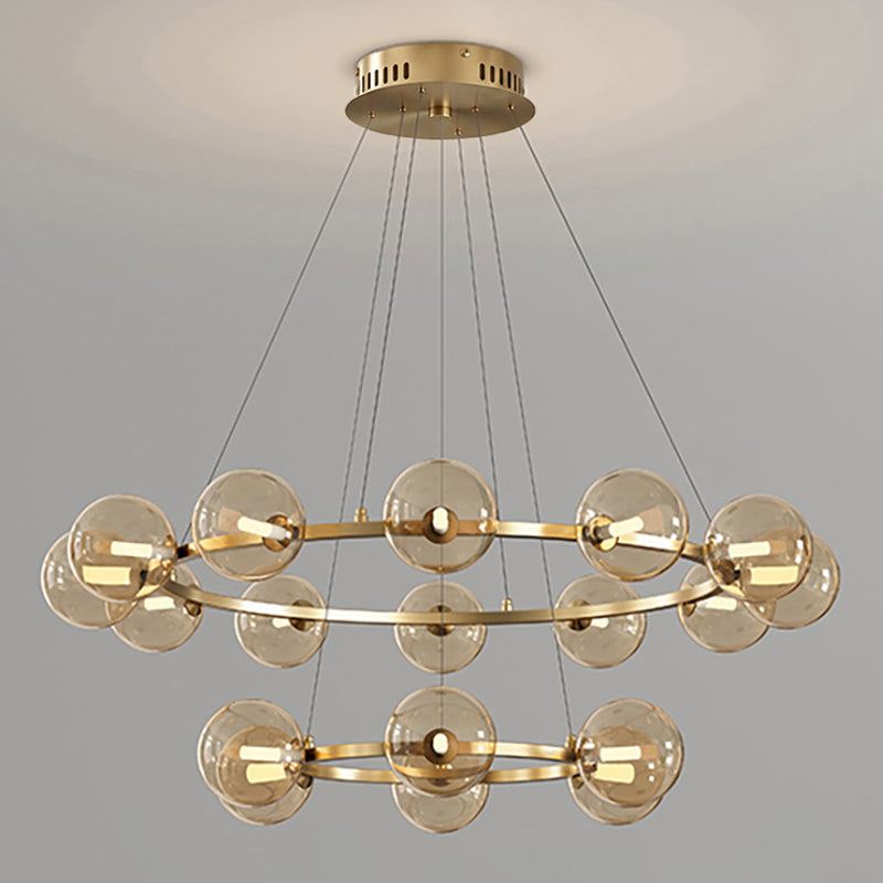 Moderne Kroonluchter met Glazen Kappen – Stijlvol Metalen Design voor Eetkamer Woonkamer Slaapkamer Restaurant | Sansoti