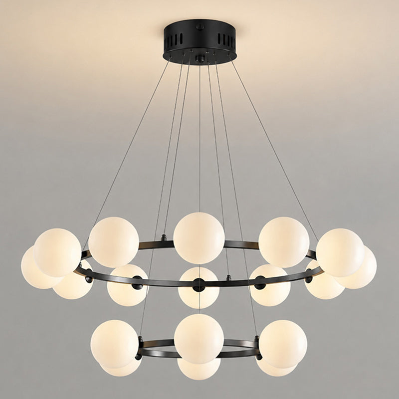 Moderne Kroonluchter met Glazen Kappen – Stijlvol Metalen Design voor Eetkamer Woonkamer Slaapkamer Restaurant | Sansoti