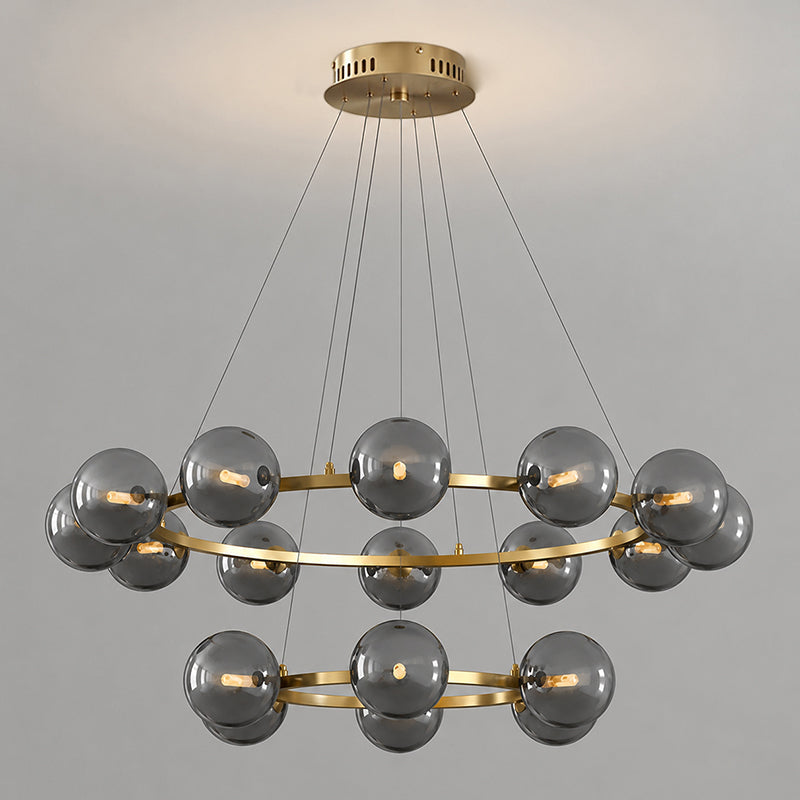 Moderne Kroonluchter met Glazen Kappen – Stijlvol Metalen Design voor Eetkamer Woonkamer Slaapkamer Restaurant | Sansoti
