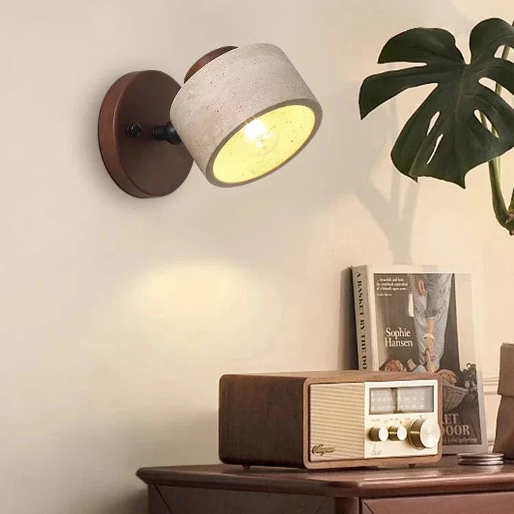 Wandlamp Travertin Steen LED E27 3000K Japandi Compact Rond | Sansoti