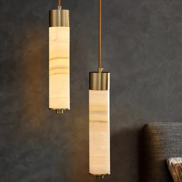 Hanglamp Natuursteen Marmer Koperkleurig LED Verlichting Slaapkamer Eetkamer Woonkamer Scandinavisch Design | Sansoti