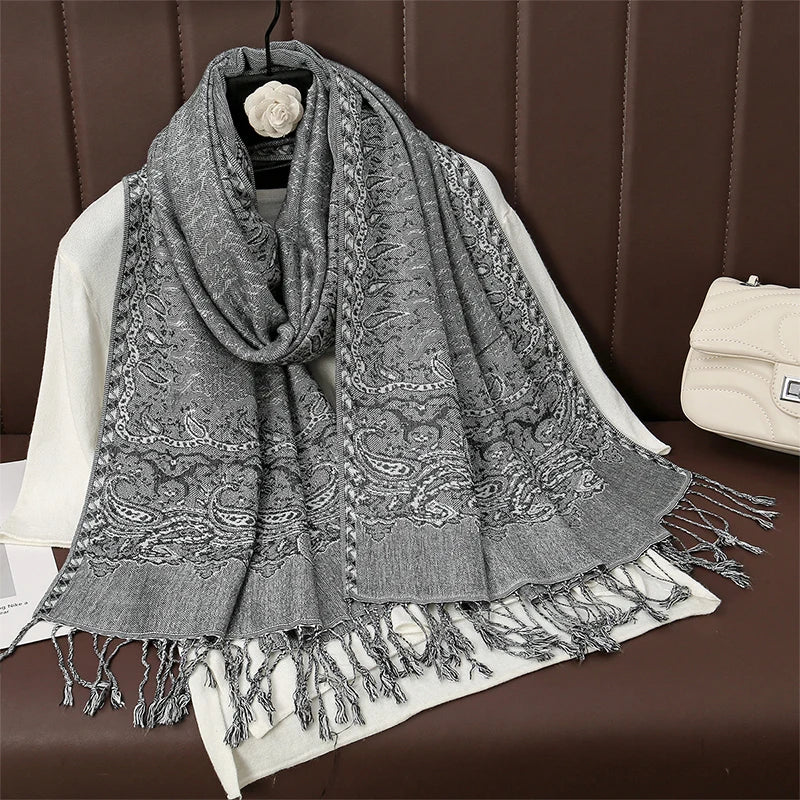 Pashmina Wrap Cashmere-look Women's 70x190cm Soft Winter Scarf Four Seasons Warm Foulard Elegant Scarf | Sansoti