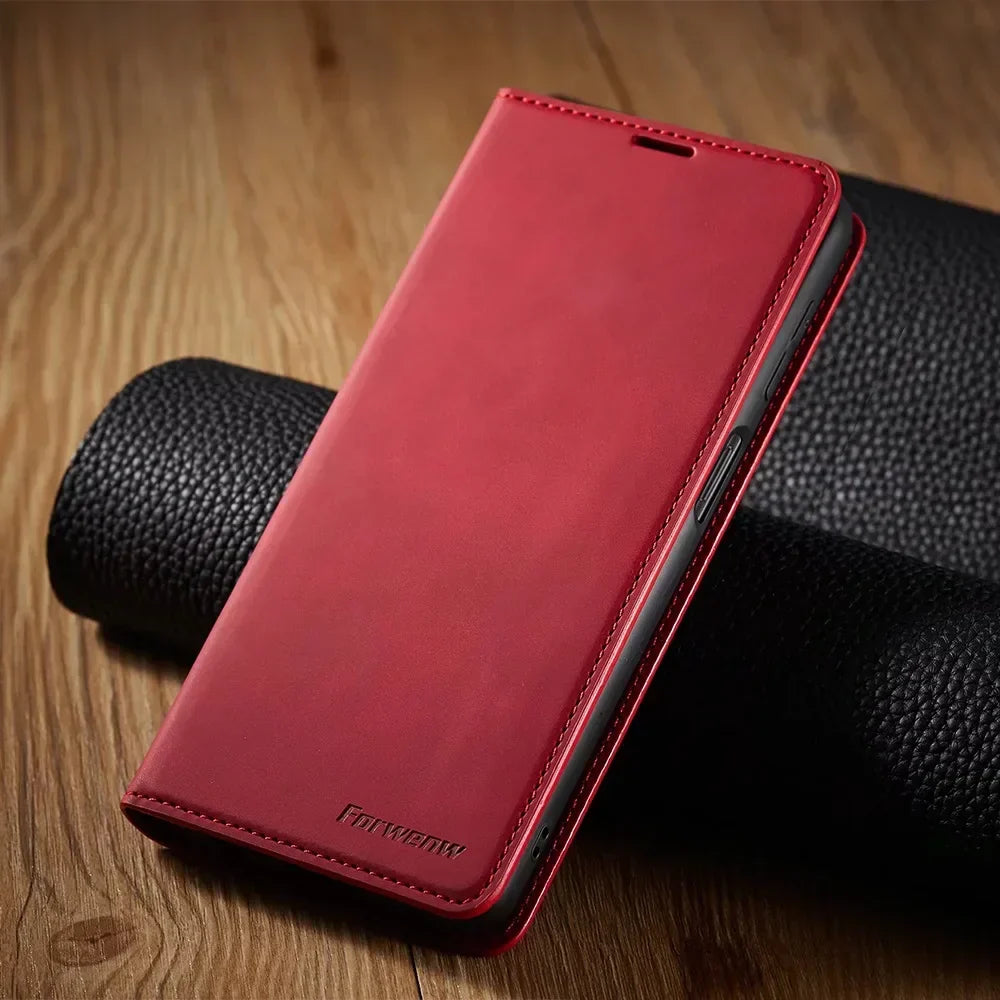 Magnetische Lederen Telefoonhoes Samsung – Stijlvolle Bescherming met Flip-Cover en Kaarthouder | Sansoti