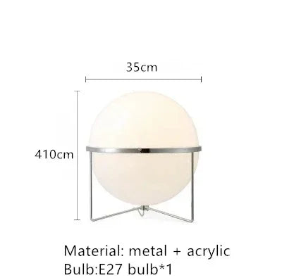 Vloerlamp Bol Wit Acryl Chroom Metaal Art Deco Design E27 LED | Sansoti
