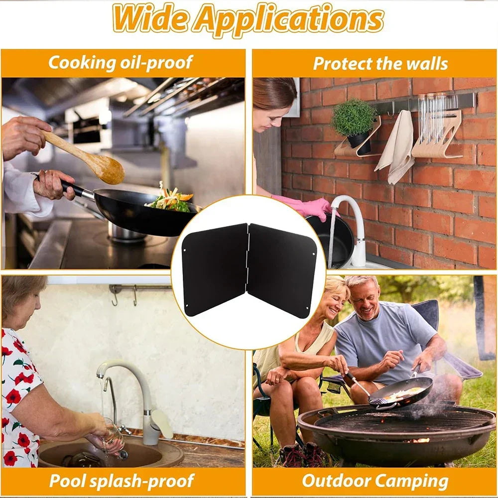 Pare-graisse pliable en acier inoxydable, double face, noir et blanc, protection contre les éclaboussures pour cuisiner et pâtisser, 30x30 30x40 cm | Sansoti
