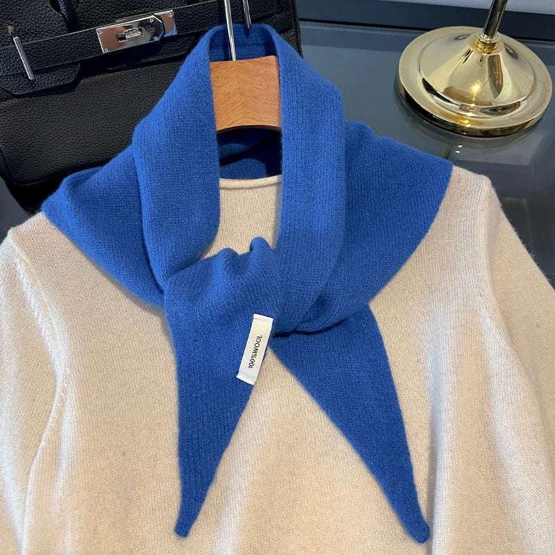Knitted Woolen Triangle Scarf for Women, Winter-Warm Soft Neck Wrap, Solid-Color Design, Comfortable and Stylish | Sansoti