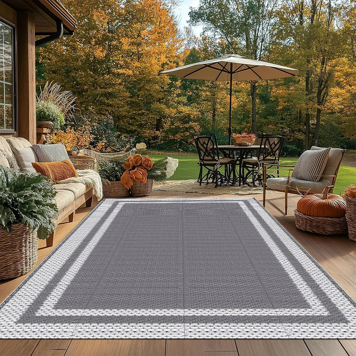 Buitenkleed Grijs Waterproof PP 120x180cm Tuinkleed Opvouwbaar Terras Balkon Camping Picknick Vloermat Buitentapijt | Sansoti