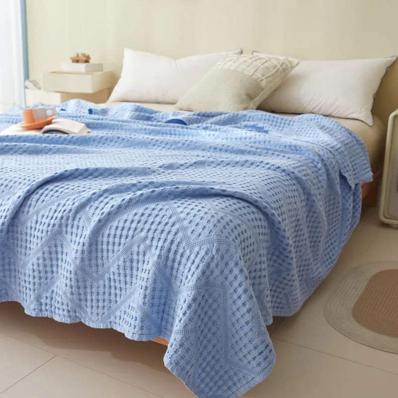 Katoenen Muslin Plaid 100x150-200x230cm Effen Geweven Deken Zacht Huidvriendelijk voor Bank Bed Auto | Sansoti