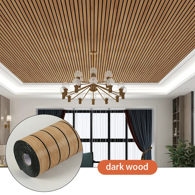 Panneau Mural Autocollant 3D Aspect Bois PVC 40x300cm Salon Chambre Peel and Stick Sticker Mural Papier Peint Motif Lattes Étanche | Restfield