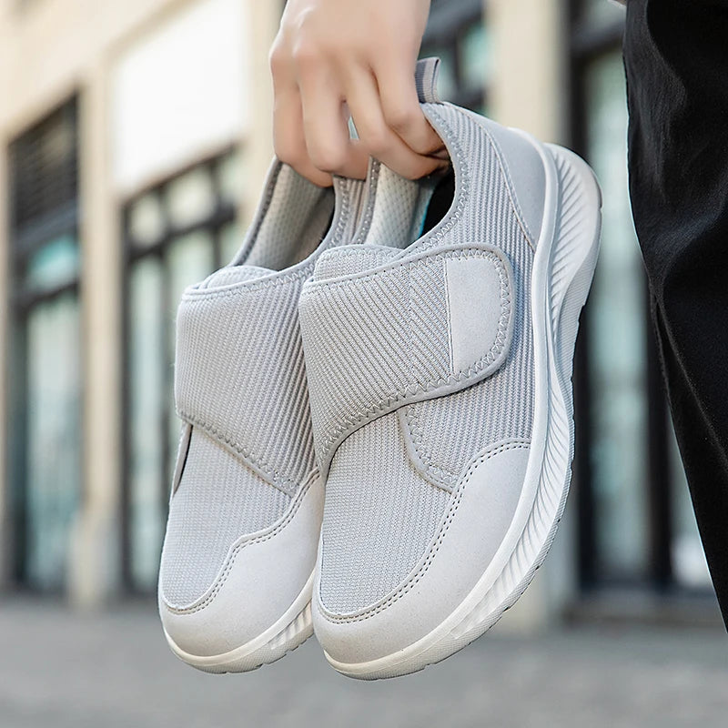 Herenschoenen Brede Pasvorm Klittenband Mesh Orthopedisch Comfortabel Lichtgewicht Wandelschoen Casual | Sansoti