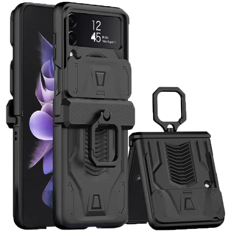 Magnetic Foldable Phone Case with Ring Holder for Z Flip 3 & 4 Flip Camera Shockproof Protective Case | Sansoti
