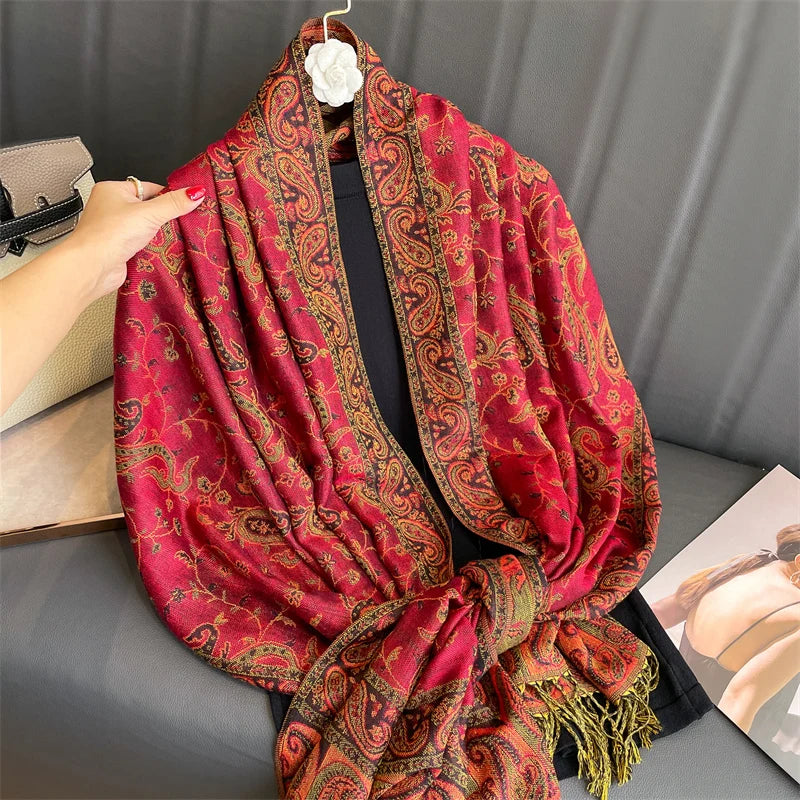 Pashmina Wrap Cashmere-look Women's 70x190cm Soft Winter Scarf Four Seasons Warm Foulard Elegant Scarf | Sansoti