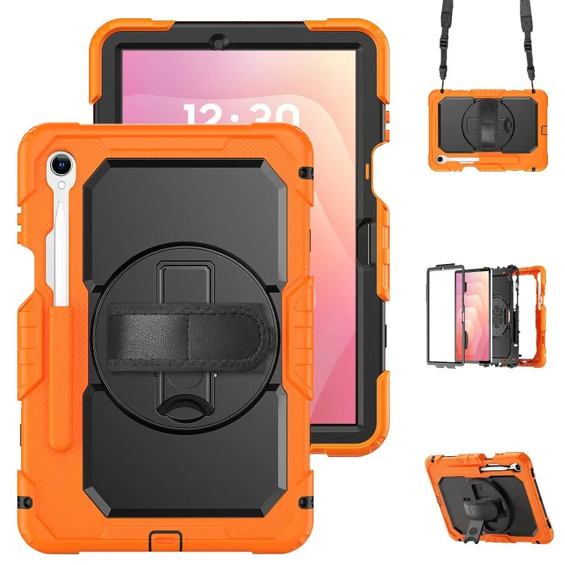 Rugged Tablet Case Three-Layer Rotatable Handle Kickstand Shoulder Strap Stylus Holder Samsung Galaxy | Sansoti