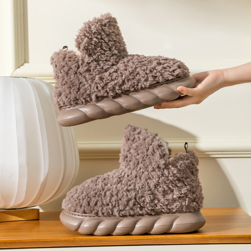 Pantoufles douces pour femmes avec mousse à mémoire de forme, antidérapantes, chaussures d'intérieur d'hiver à doublure en peluche, confortables | Sansoti