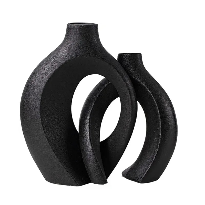 Keramische Vaas Set 2 Stuks Wit Boho Modern Woonkamer Decoratie Droogbloemen Minimalistisch Interieur | Sansoti
