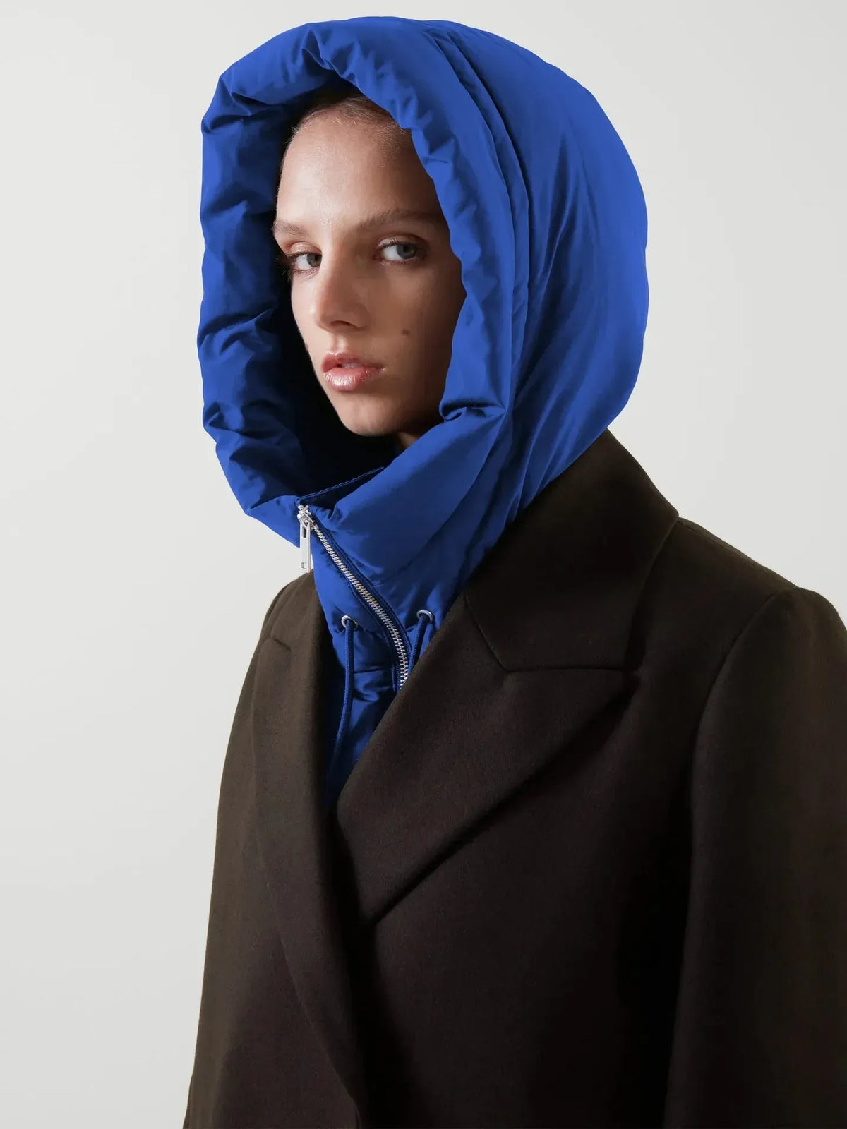 Écharpe à capuche, tour de cou tricoté à fermeture éclair pour femmes, hiver, en polyester et coton, confortable, doux et chaud | Sansoti